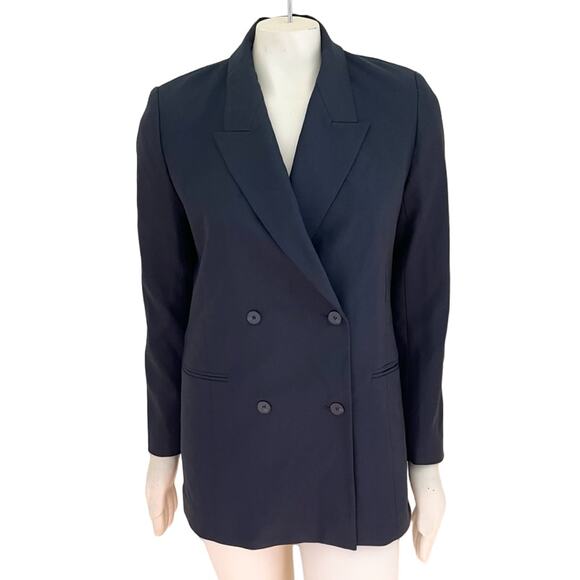 NWT ZARA Double Breasted Menswear Style Blazer in Midnight blue SZ S